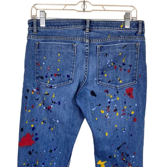 Alice + Olivia Sz 29 Joana Paint Splatter Skinny Jeans Stretch Pockets Zipper - Picture 9 of 16